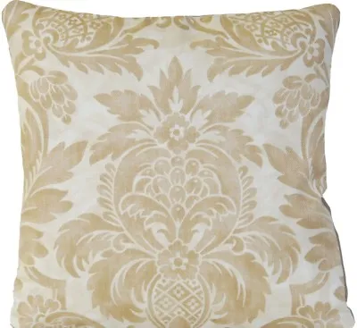 Country Style Cushion Cover Printed Cotton Fabric Beige Vintage 16” CLEARANCE • £9.99