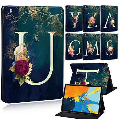Initials Leather Stand Cover Case For Samsung Galaxy Tab S4/S5e/S6/S7/S8/S9 +Pen • £5.94