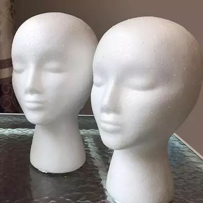 White Female Head Model Wig Hair Hat Glass Display Mannequin Foam  Styrofoam • $4.73