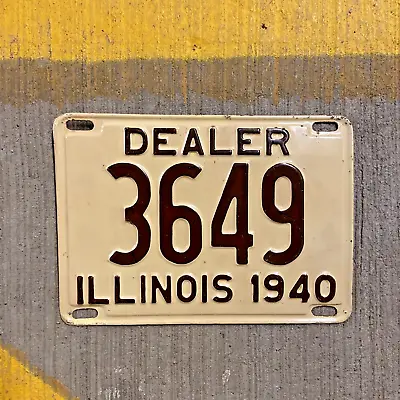 1940 Illinois Dealer License Plate Low Number 4 Four Digit 3649 Auto Garage • $196.99