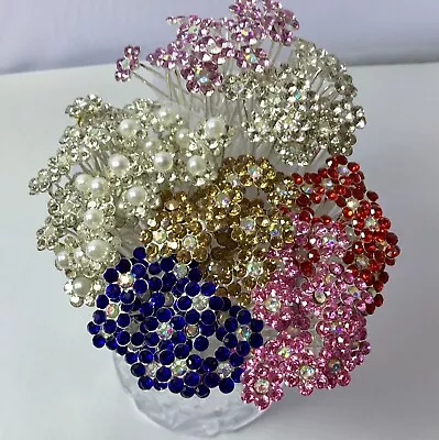 20 X Wedding.Diamante.Hair Pins.Bride.Bridal.Party.Rhinestone.Flower;GEMS.Jewels • £3.99