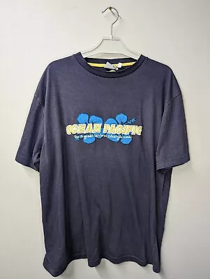 Ocean Pacific T Shirt Embroidered Graphic Surf USA - XL Blue • £19.99