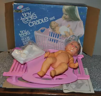 1973 Blonde Hair 14” TINY TEARS DOLL In Original Box & Bunting With Cradle NIB • $82