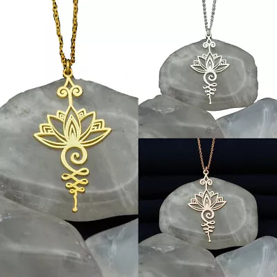 Lotus Flower Pendant Silver Gold Necklace Hippie Women Yoga Mandala Jewelry Gift • $1.91