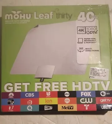 Mohu - Leaf Thirty Amplified Indoor HDTV Antenna 40-Mile Range Reversible 30 • $29.99