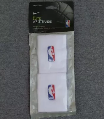 NIKE Elite Wristbands White NBA Basketball Dri-Fit Officially Licensed Pair NEW • $11.95