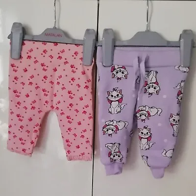 2x Baby Girl Trousers 0-3m Pink & Purple Stretchy Clothing UK • £7.49