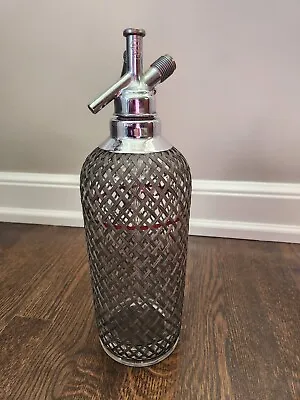 Vintage Art Deco Metal Wire Mesh Czech Glass Seltzer Bottle SPARKLETS Corp NY • $49