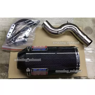 For Kawasaki Ninja ZX6R ZX636 2004-2008 Mid Exhaust Link Pipe Carbon Muffler Tip • $283.22