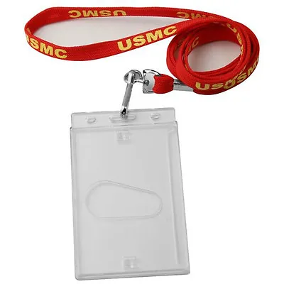 Usmc Marine Corps Yellow On Red With Badge Holder Lanyard • $29.99