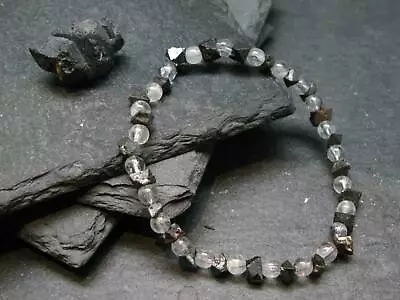 Magnetite & Quartz Crystals Genuine Bracelet ~ 7 Inches ~ 5mm Crystal Beads • $59.50