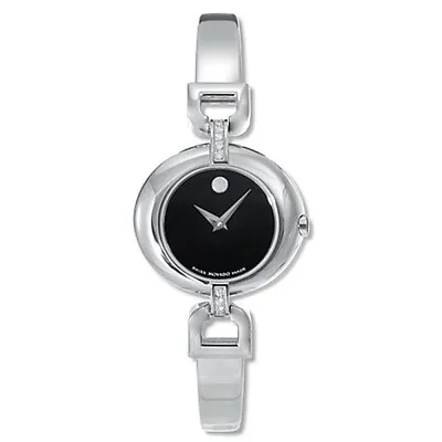 New Movado Vivo  Diamond Silver Tone Black Dial Bangle Srp $1195 0605779 • $249