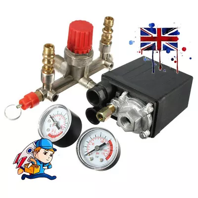 £13.95 • Buy Air Compressor Pressure Control Switch Valve & Gauges 16A 230V Replacement Parts