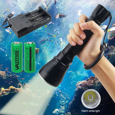 9000LM Underwater LED Diving Flashlight Waterproof Rechargeable Scuba Torch Lamp • $38.99