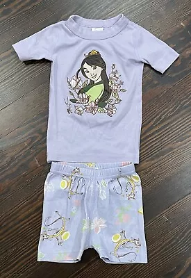 Toddler Girls Hanna Andersson Disney Princess Mulan PJs Pajamas Shortalls 90 3T • $15.99