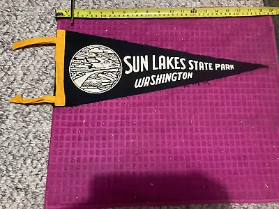 Rare VTG Sun Lakes State Park WA Washington SOUVENIR Banner PENNANT Fast Shipper • $24.69