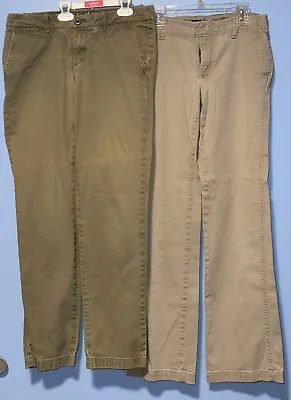 Lot 2 Pairs Of Womens Dress Pants Size 4 J.Crew Waverly Chino Gap Khaki -Used • $18.99