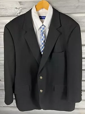 Vtg Jos. A. Bank Metal Two Button Wool/Cashmere Blazer Jacket Mens 48R Black • $20.09