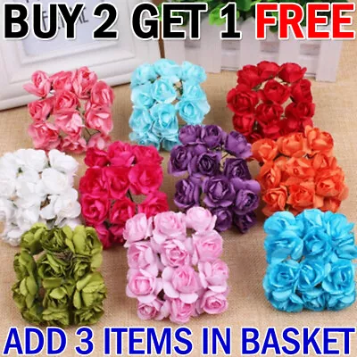 144 PCS 1.5 Cm Mini Flower Artificial Paper Flowers Rose For Wedding Party UK • £16.99