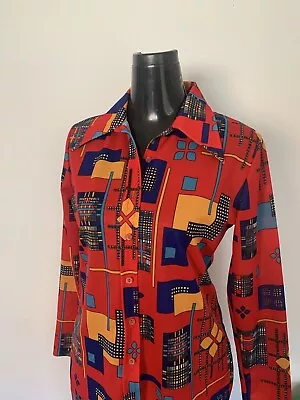 Vintage 70s Patterned Shirt Polyester Size S/m • £29.99