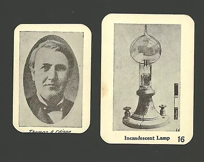 Thomas Edison Inventor & Incandescent Lamp Antique 1930 Collector Cards • $18.95