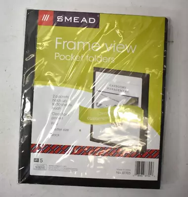 Smead Frame View Pocket Folders 5 Pack Black Letter Size 2 Pocket 50 Sheets • $20.60