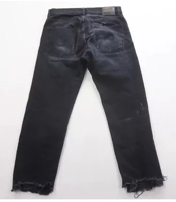 R13 Womens Boyfriend Jeans In Jake Black Size 31 Baggy Raw Hem Made In Italy • $200