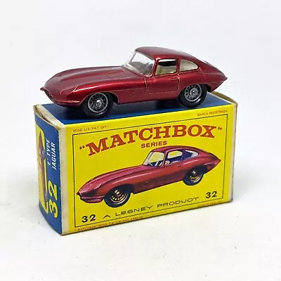 Matchbox Lesney No. 32b E Type Jaguar With RARE E4 TYPE BOX • $311.14