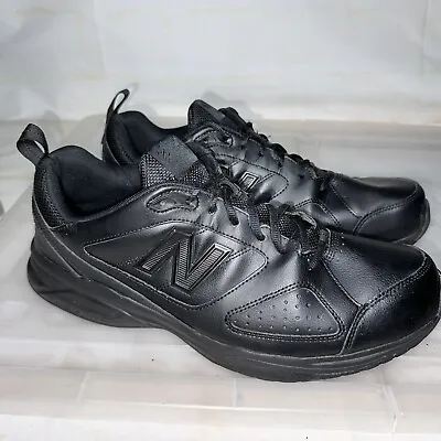 Mens NEW BALANCE 624 2E (Wide) Triple Black Leather Sneakers US 15 #30580 • $70
