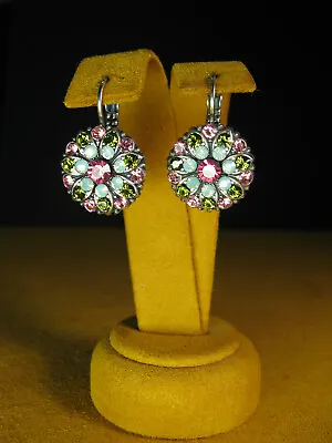 MARIANA JEWELRY EARRINGS FLOWER SWAROVSKI CRYSTALS GREEN PINK Gift Valentine's • $78