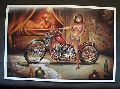 $239.93 • Buy Out Of Print Signed Keith WEESNER Poster Vtg Rigid Harley PanHead Chopper Biker