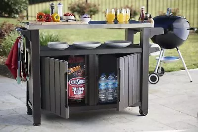 XL Outdoor Kitchen Island Rolling Cart With Grill Station & Storage Cabinet • $318.65