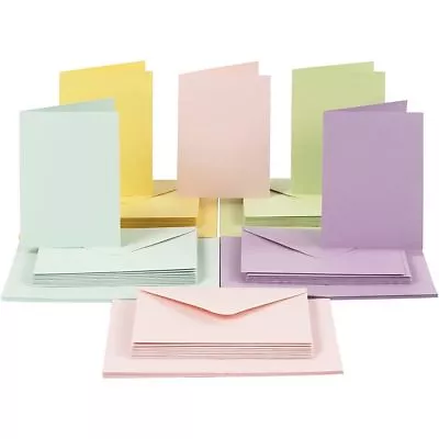 A6 Pastel Colours Cards And Envelopes Blanks For Card Making 5 Colours 210gsm  • £7.25