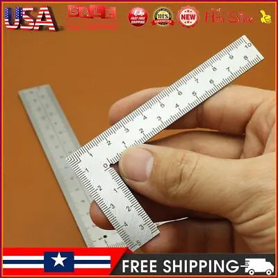 Mini 5x10cm Measuring Ruler Stainless Steel Square For Student Carpenter • $6.49