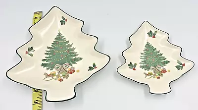 Vintage MIKASA TWO Heritage Christmas Story Tree Shaped Nut/Candy Dishes Plate N • $22.99