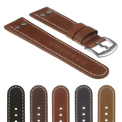 DASSARI Vintage Leather Pilot Watch Band Strap W/ Silver Rivets • $29.99