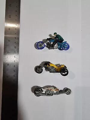 3x Hot Wheels Motor Bikes Including Very Rare 'Blast Line' With Rider • $22