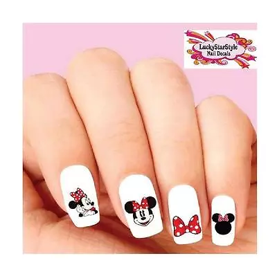 Waterslide Nail Decals Set Of 20 - Minnie Mouse With Red Bow Assorted • $2