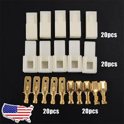 20 Sets 6.3mm Automotive Motorcycle Electrical Wire Connectors Kit 1 Pin Set • $11.59