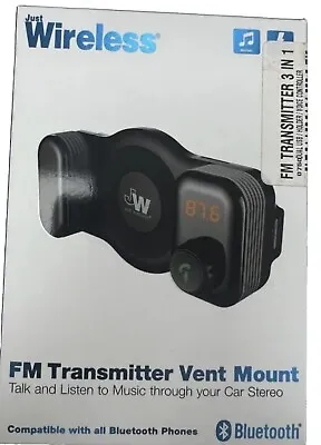  Just Wireless Bluetooth Fm Transmitter Vent Mount Phone Holder Wireless Iphone • £15