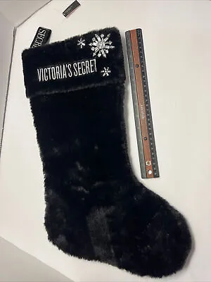 Victoria’s Secret Luxe Faux Fur Snowflake Christmas Stocking 2019 Black NEW • $19.99