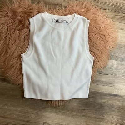 Zara White Sleeveless Crop Top Size S • $19