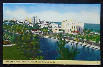 Miami Beach FL Looking Across Pancoast Lake Circa 1940's • $1.98