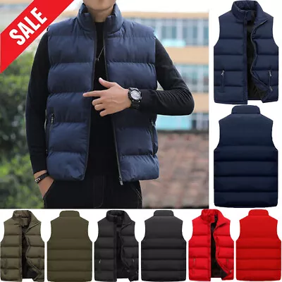 Mens Quilted Padded Bodywarmer Puffer Gilet Gillet Sleeveless Coat Jacket Vest • $18.72