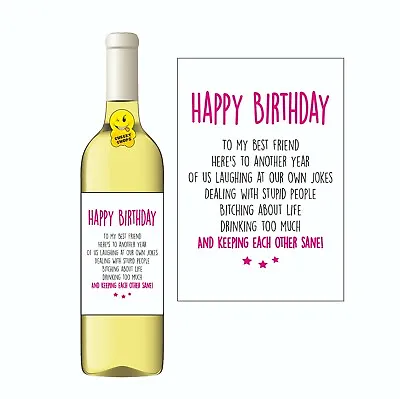 £2.89 • Buy Funny Wine Label Gift Best Friend HAPPY BIRTHDAY PRESENT WL05