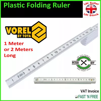 1M/2M RULER PLASTIC Folding Measuring Stick METRIC SCALE Locking Joints DIYWhite • £4.97