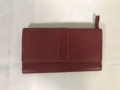 Genuine Coach Leather Trifold Long Wallet Business Red Women Men Travel Coin Pur • $194.90