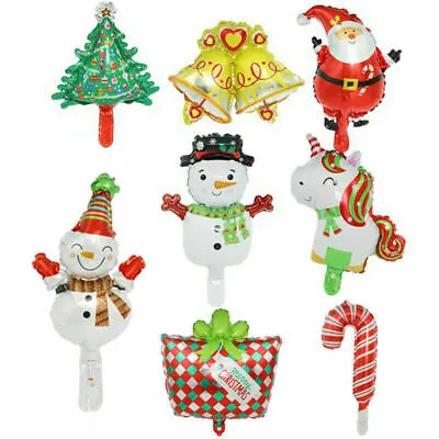 £2.99 • Buy 8X Christmas Mini Foil Balloons Air Fill Snowman Pumpkin Santa Party Decor Xmas