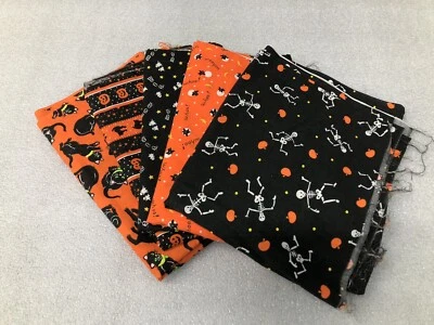 $19.99 • Buy Vintage Halloween Fabric Skeleton Owl Ghost Cat Jack O Lantern Hallmark
