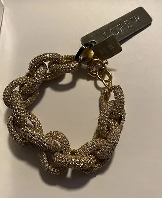 J. Crew Gold Tone Pave Rhinestone 8  Chain Link Chunky Bracelet • $125